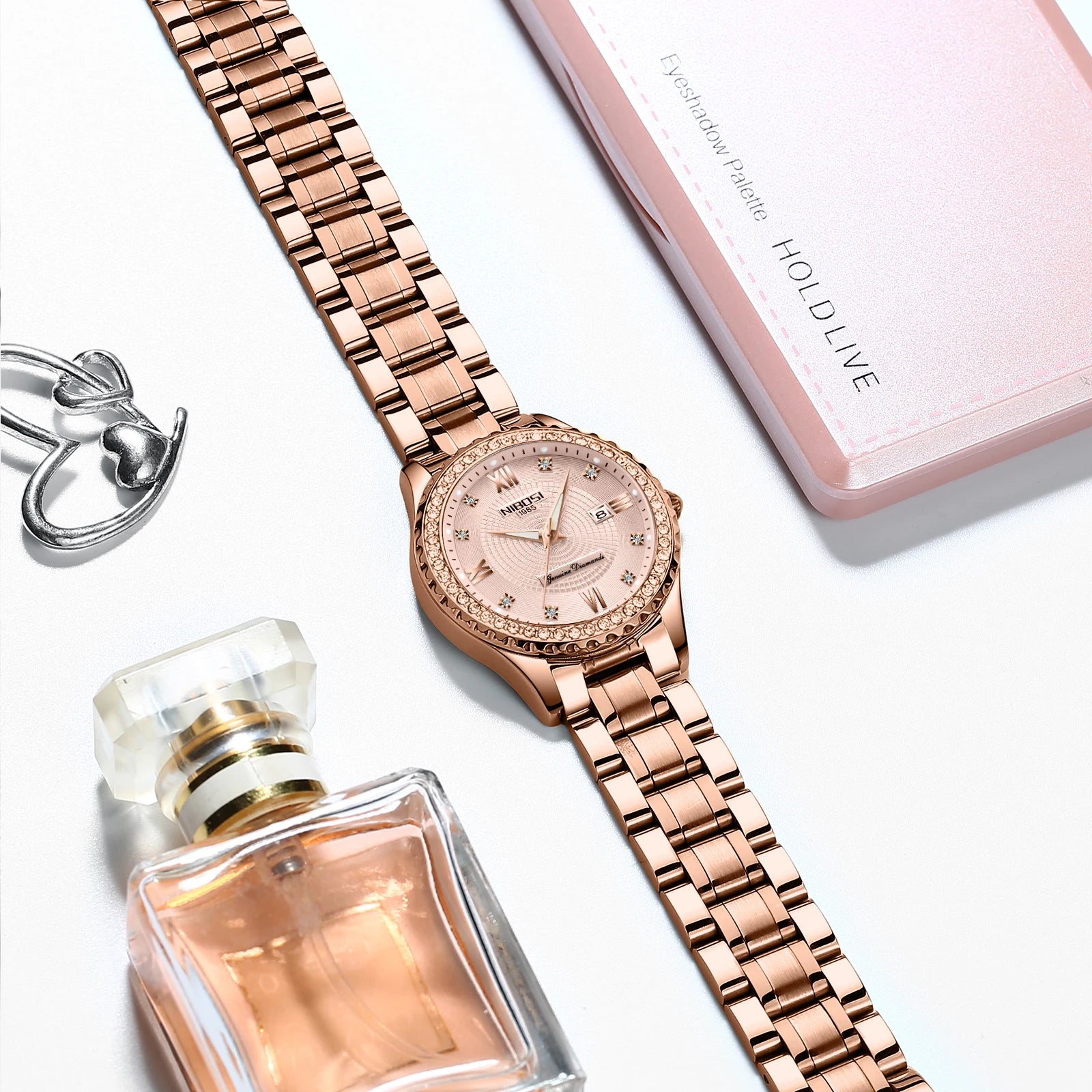 NIBOSI Diamond Luxury Rose Gold Watch
