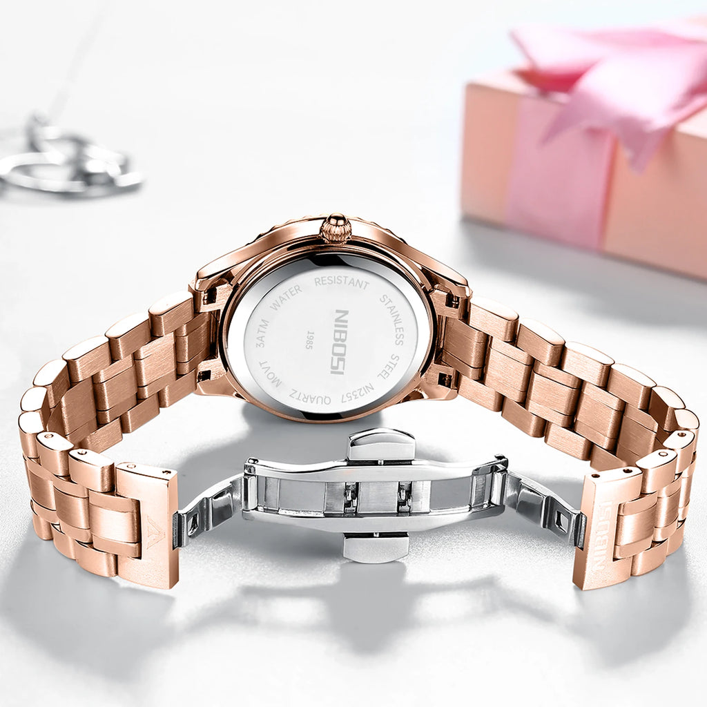NIBOSI Diamond Luxury Rose Gold Watch