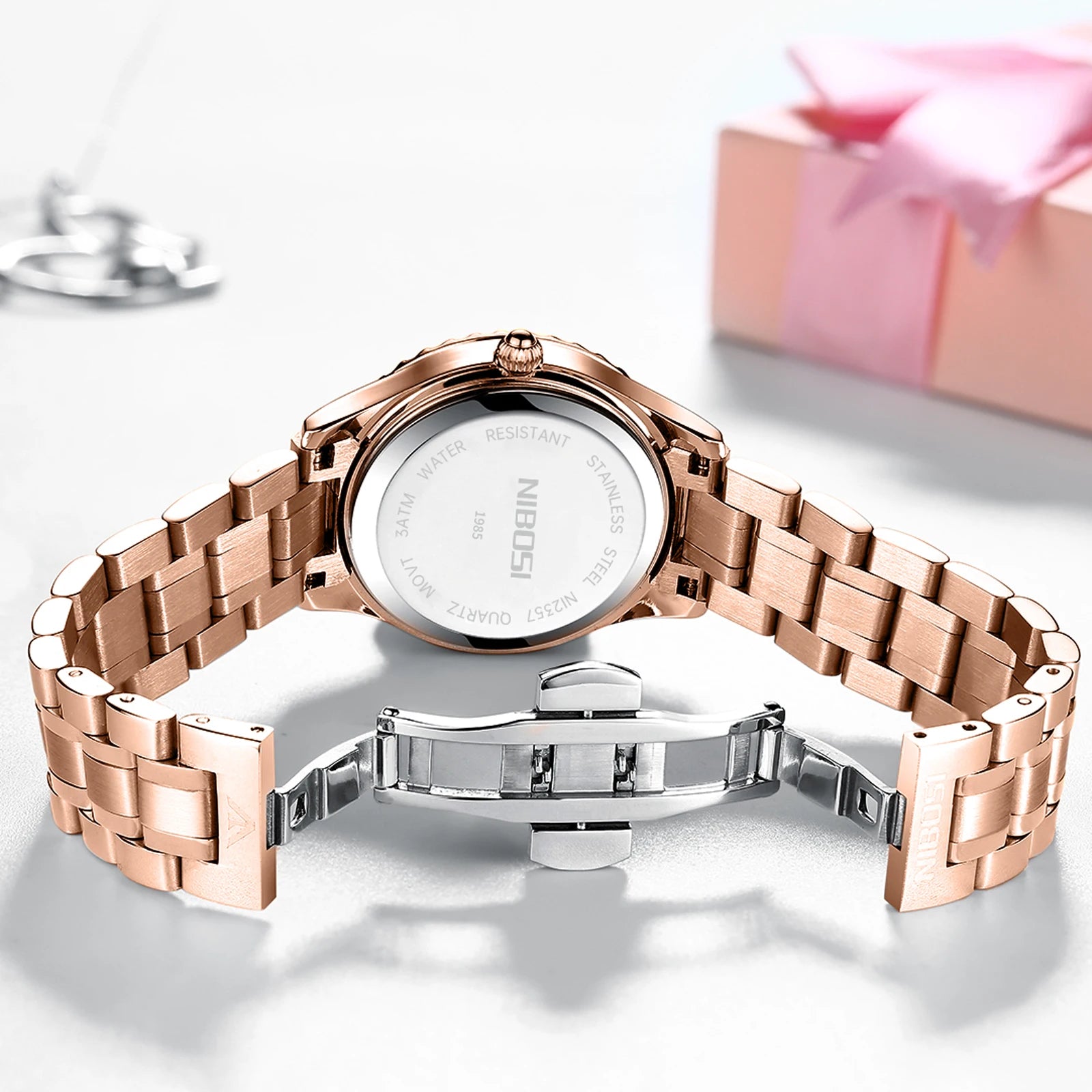 NIBOSI Diamond Luxury Rose Gold Watch