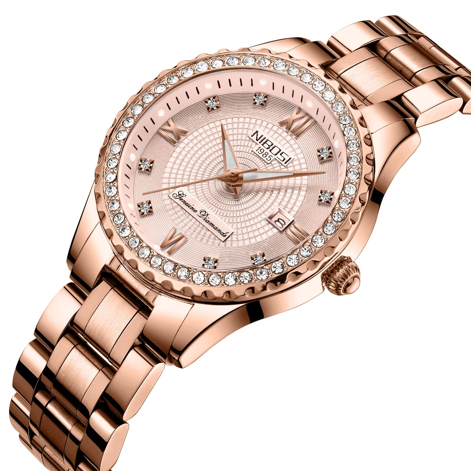 NIBOSI Diamond Luxury Rose Gold Watch