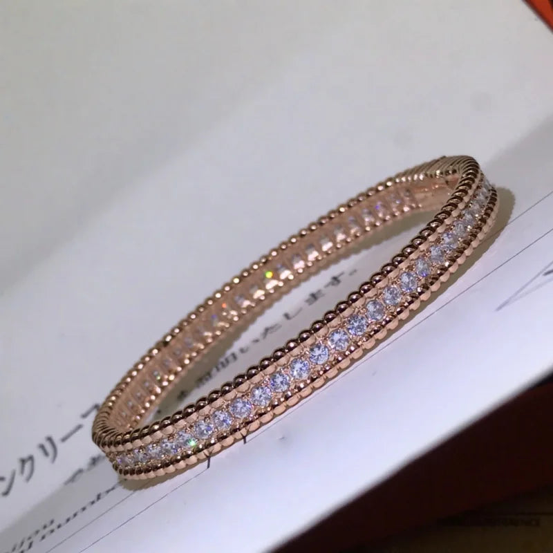 Women's 925 Sterling Silver Fashion Bracelet Moissanite Bangle 18K Gold Plated Holiday Gift Daily Jewelry Accessory