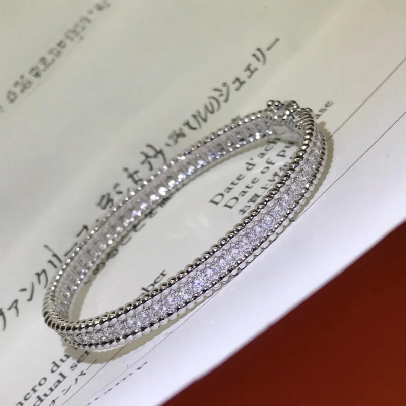 Women's 925 Sterling Silver Fashion Bracelet Moissanite Bangle 18K Gold Plated Holiday Gift Daily Jewelry Accessory