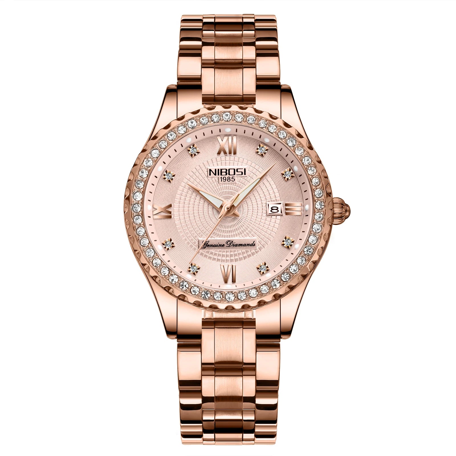 NIBOSI Diamond Luxury Rose Gold Watch