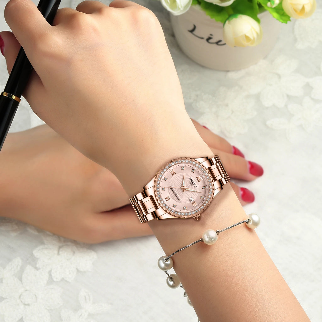 NIBOSI Diamond Luxury Rose Gold Watch